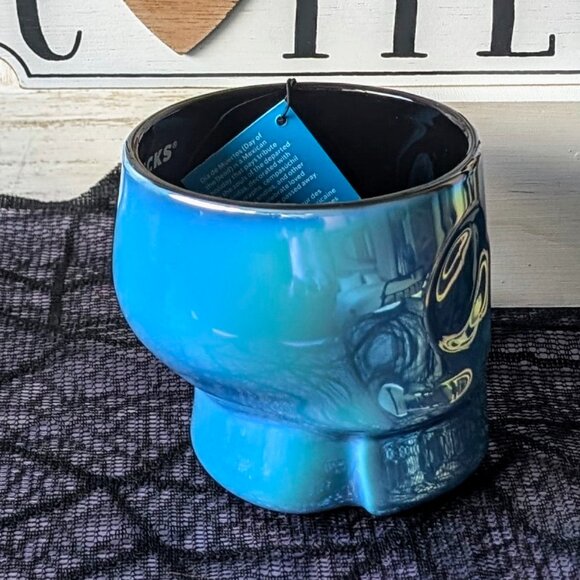 Starbucks Halloween Skull Mug 14oz Blue Iridescent Ceramic Limited Edition 2025 - Picture 3 of 8
